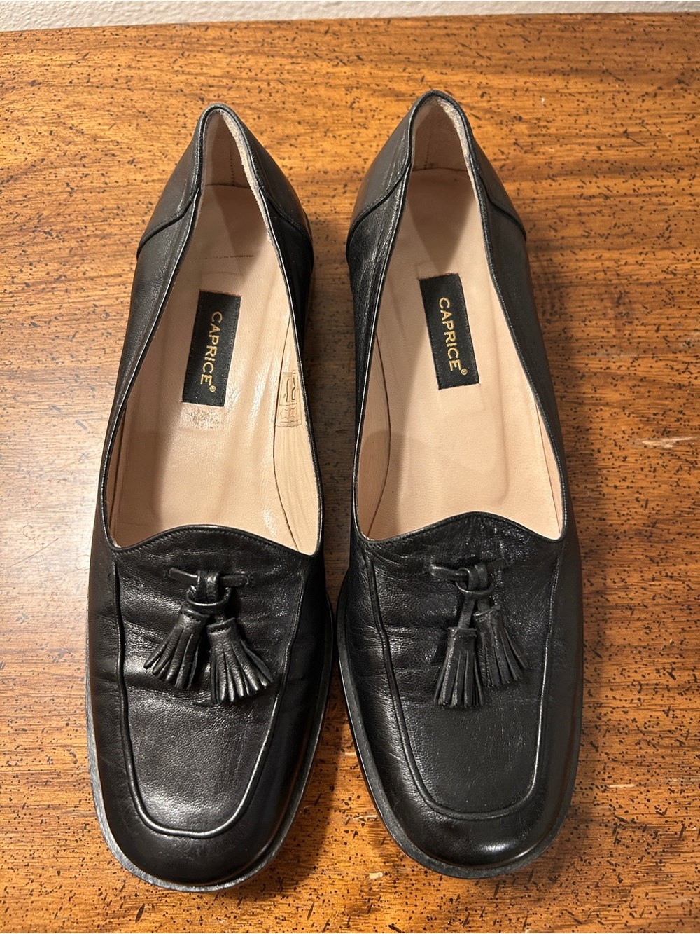Caprice Black Leather Tassel Loafers - Women